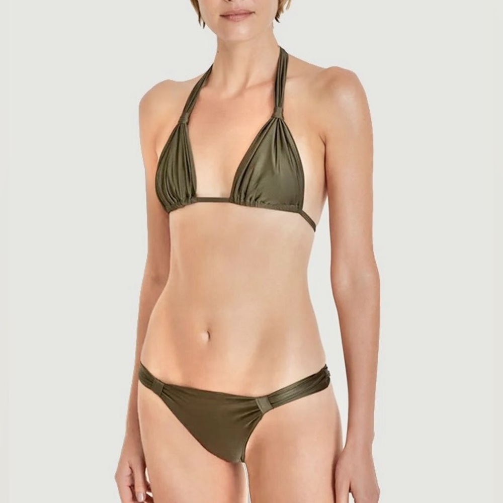 Lenny Niemeyer Double Knot Metallic Stone Fog Adjustable Sliding Bikini Bottoms